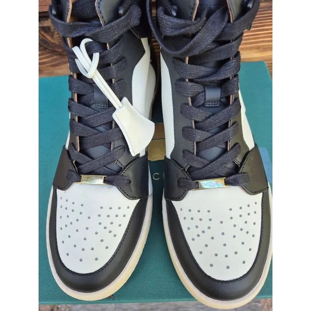 Buscemi High-Top Lace-Up Sneakers Black White Size 8
